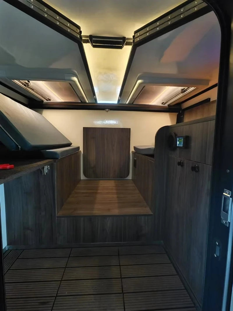 Stylish Comfort Pop Up Camper with Padded Mattresses and Privacy Screen Doors for Family Camping Custom