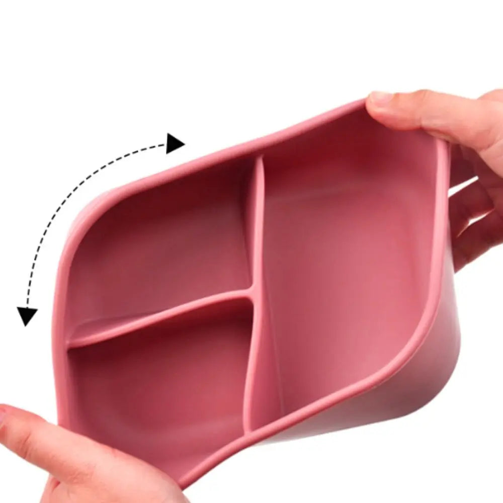 3 Compartments Silicone Lunch Box Rectangular Heat Resistant Food Container Microwavable Lunch Container School