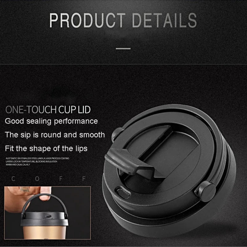 New American Simple Coffee Cup Portable Office Large-capacity Double-layer Vacuum Thermos Cup with Rope Seamless Lined Mug