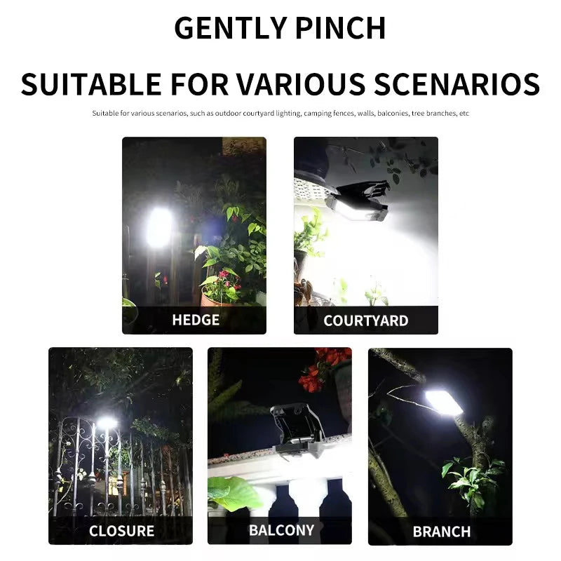 Solar Security Light Outdoor Motion Sensor Clip, Super Bright Garden,IP65 Waterproof Outside Camping Lights