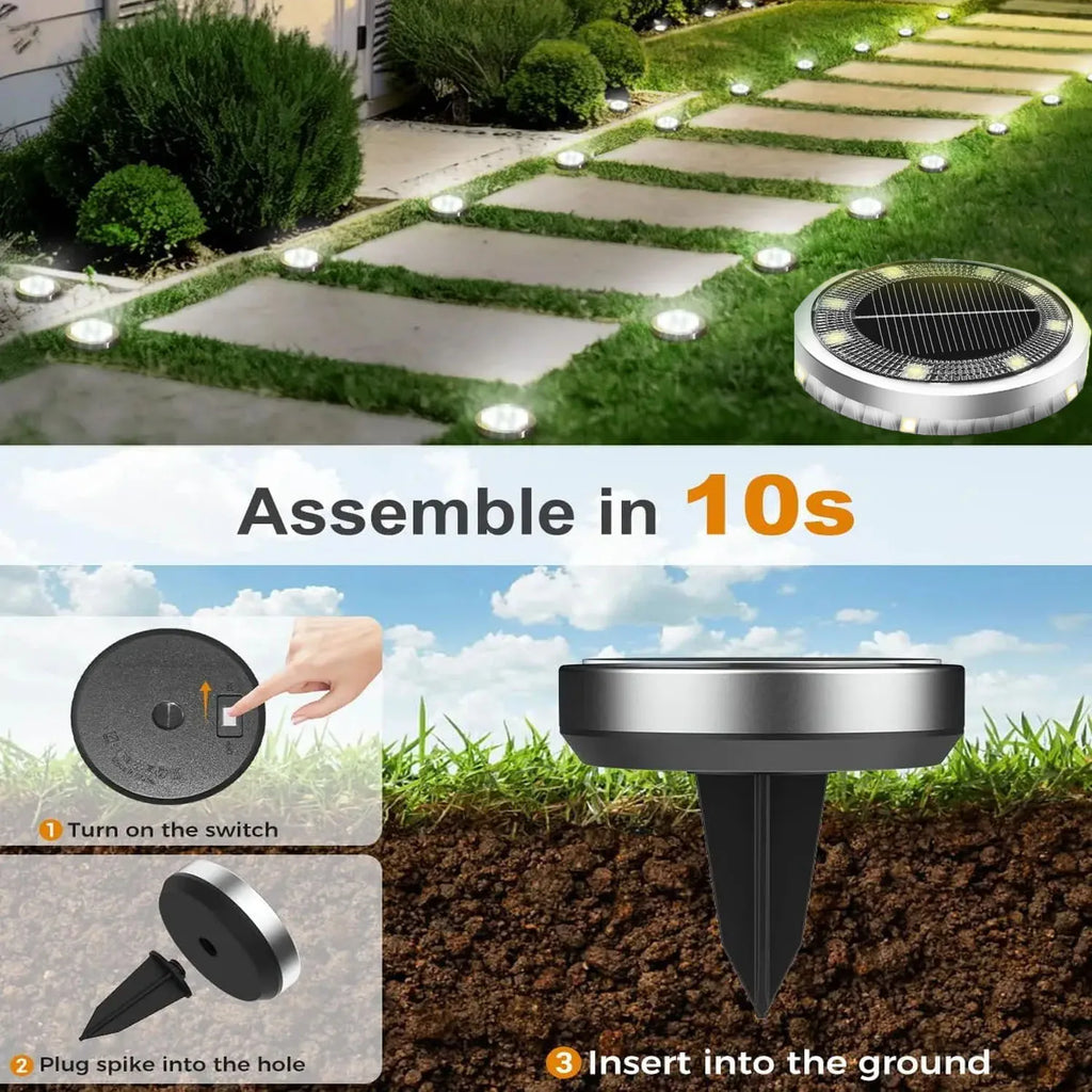 1-4 PACK Solar Garden Lights Outdoor 8 LEDs Underground Lamp 6000k With Side Light Spotlight Waterproof For Landscape Lawn Decor