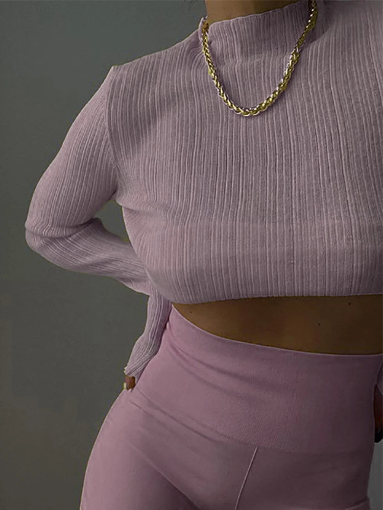 2024 Fall Elegant See Through Long Sleeve Mock Neck Women Tops Fashion Streetwear Sexy T-Shirts Tees Slim Clothes