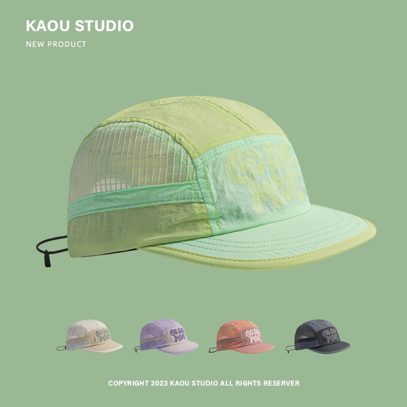 Spring Summer Outdoor Breathable Quick-drying Baseball Cap for Men and Women Lightweight Soft Brim Retro 5-panel Camping Hat