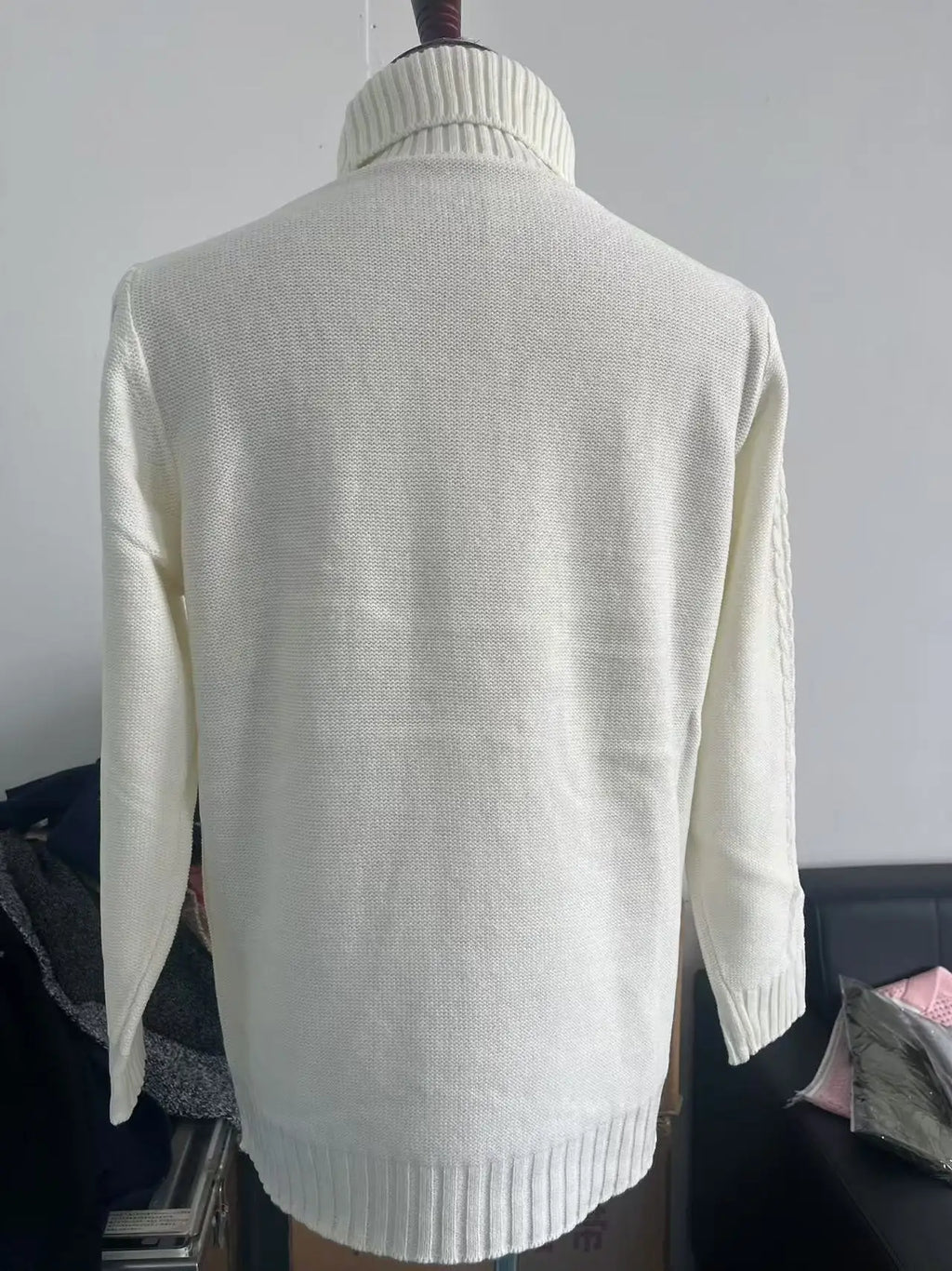 Pullovers Men Tops Turtleneck Sweaters Solid Knit Full Sleeve Casual Slim Fit Top Streetwear Thick Splice Sweater Autumn Winter