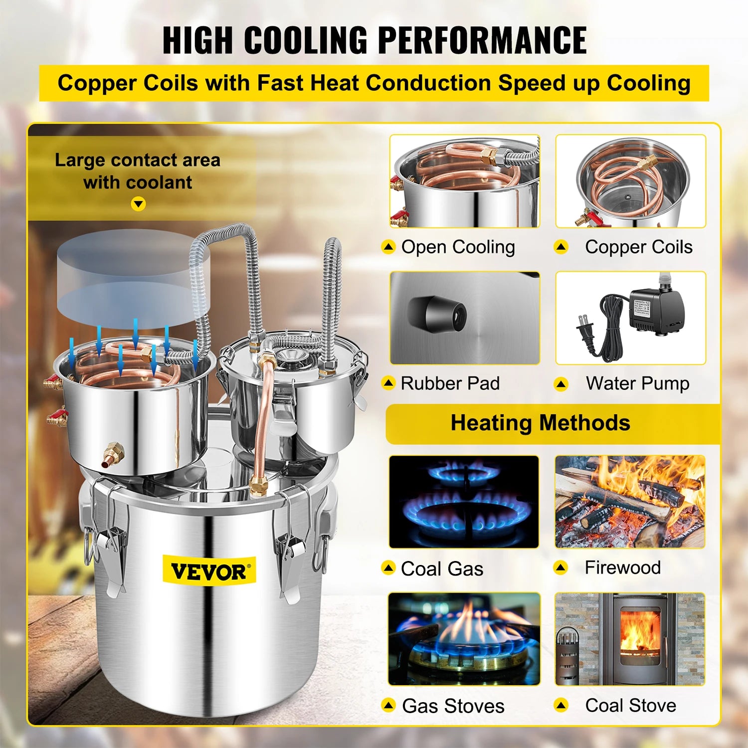 SucceBuy 50L Alcohol Water Distiller Bottle DIY Moonshine Equipment Stainless Steel Brewing Machine for Whisky Wine Dispenser