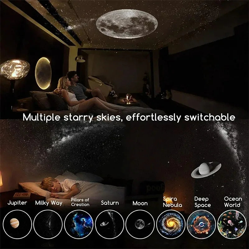 2-in-1 Mini Galaxy Star Projector Night Light – Starry Sky Ambient Lamp for Bedroom Sleep & Decoration