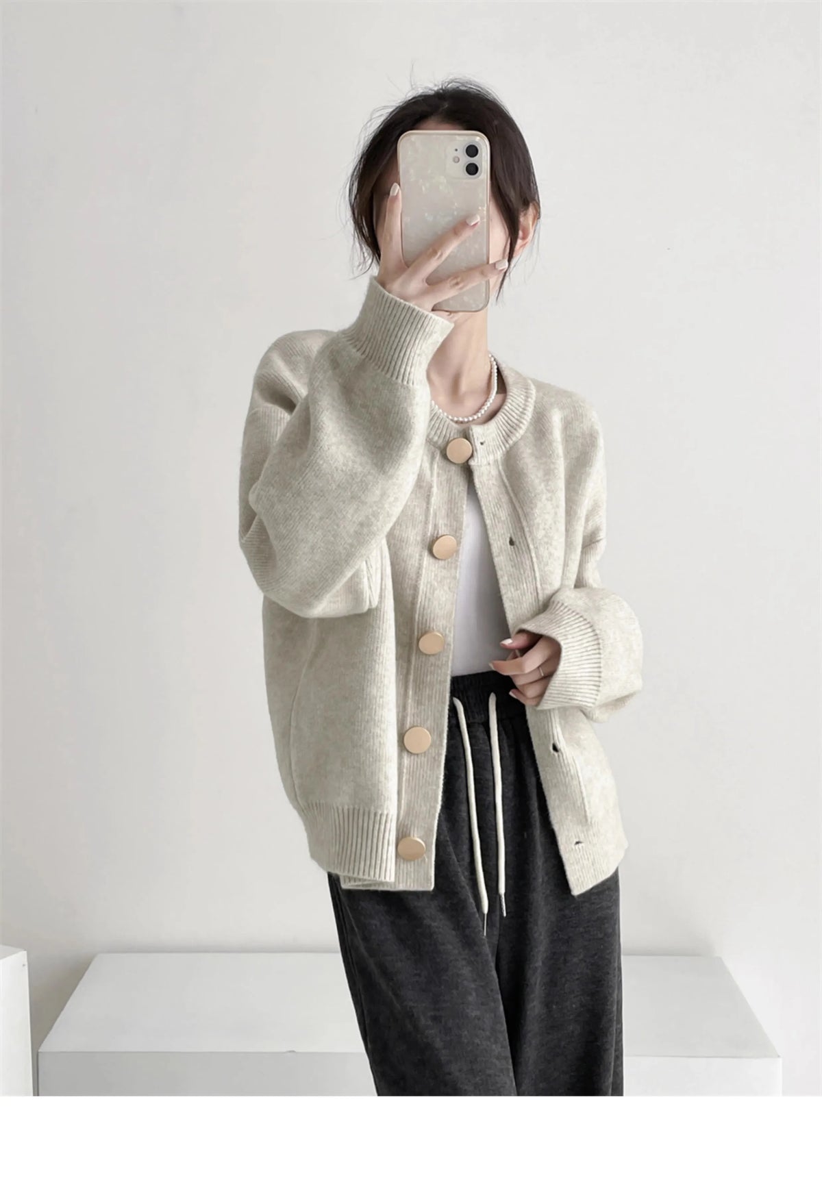 AOSSVIAO Women Cardigans Sweater O-neck Autumn Winter Knitted Loose Cardigans Solid Single Breasted Womens Sweaters