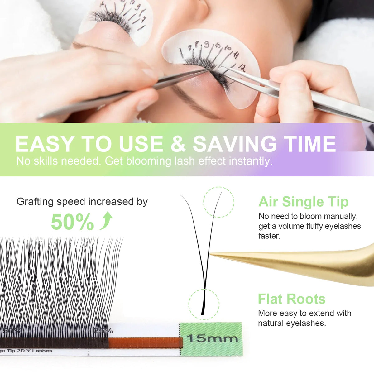 NAGARAKU Single Tip 2D Y Shape Eyelash Hand Woven Premium Soft Eyelashes Extension Makeup Mesh Net Cross YY Lashes