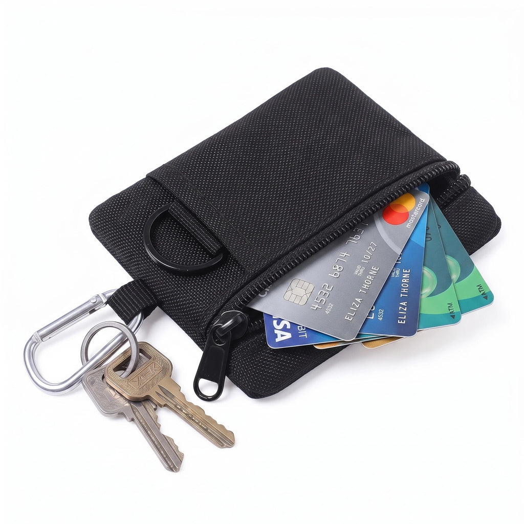 Pomelo Best Oxford Fabric Mini Zipper Wallet With Carabiner Key Card Coin Storage Pouch