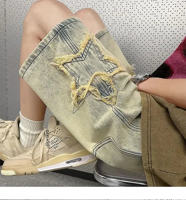 Denim Shorts Men's Summer Thin Wash Retro Yellow Mud Pants American High Street Casual Five-point Pants