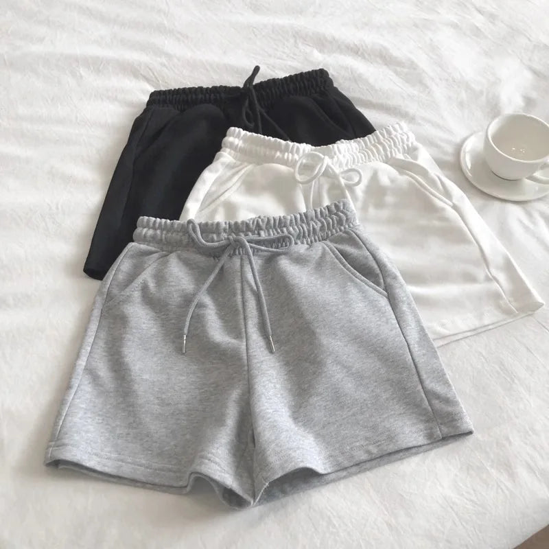 Womens High Waist Sporty Shorts Elastic Waist Loose Fit Versatile Three Quarter Length Hot Pants Summer Outdoor Breathable Short