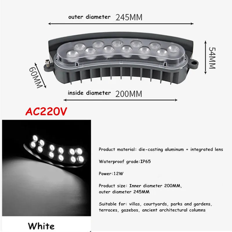 12w 1pcs LED Outdoor Colorful Waterproof Tree-hugging Lamp Shooting Landscape Lighting Tree AC220v Park Light for Columns Yard