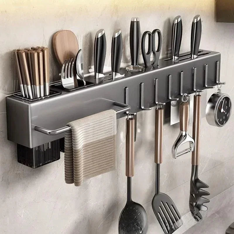 Kitchen Organizer Knife Rack Storage Box Household Knife Rack Spoon & Chopstick Holder No Hole Required Hanging Storage Box