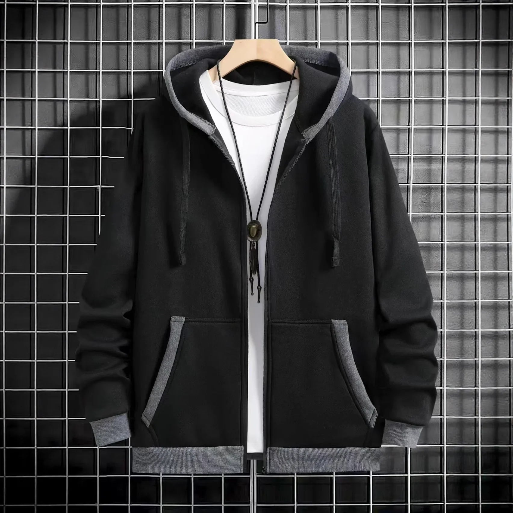 Spring and Autumn Men's Zipper Jacket Warm Windproof Hoodies Thickened Cardigan Sports Long Sleeve Sweatshirts Hooded Coat