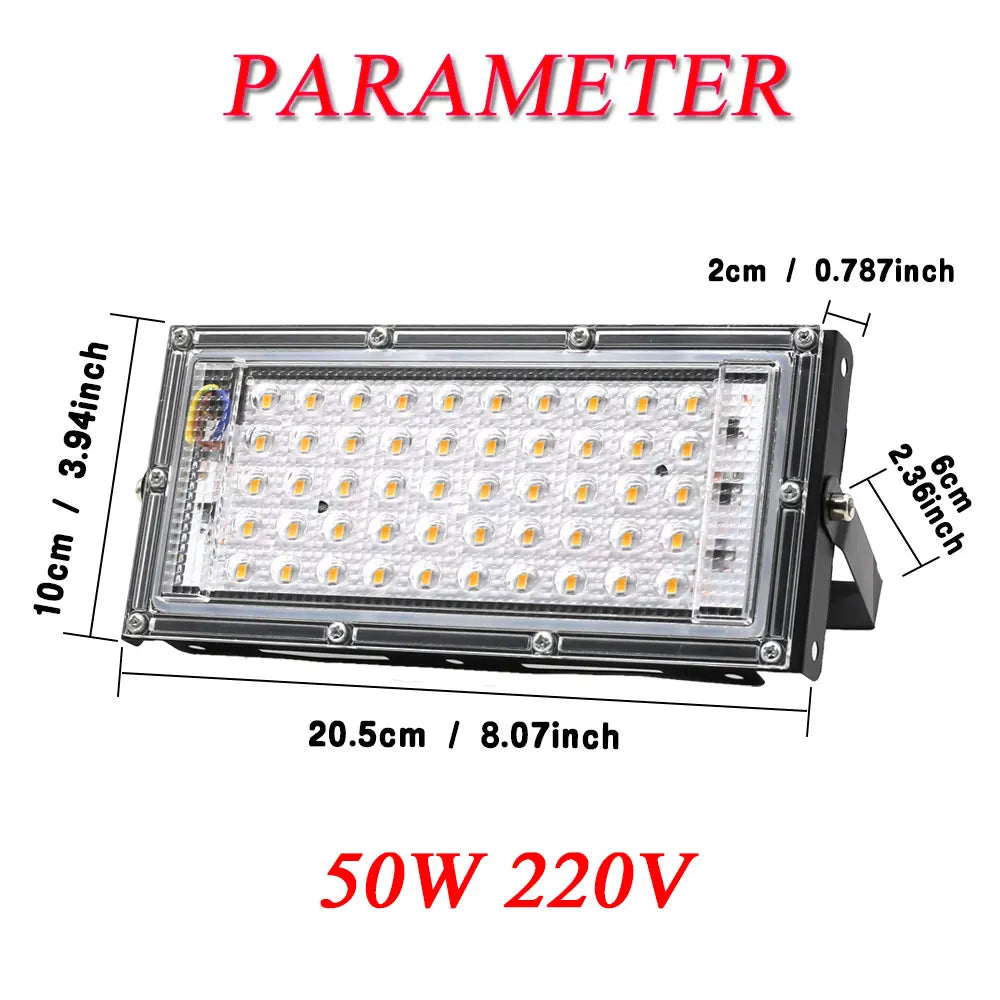 LED Flood Light AC 220V 240V 50W IP65 Waterproof Outdoor Garden Projector Lighting Reflector Spotlight LED Floodlight Wall Lamp