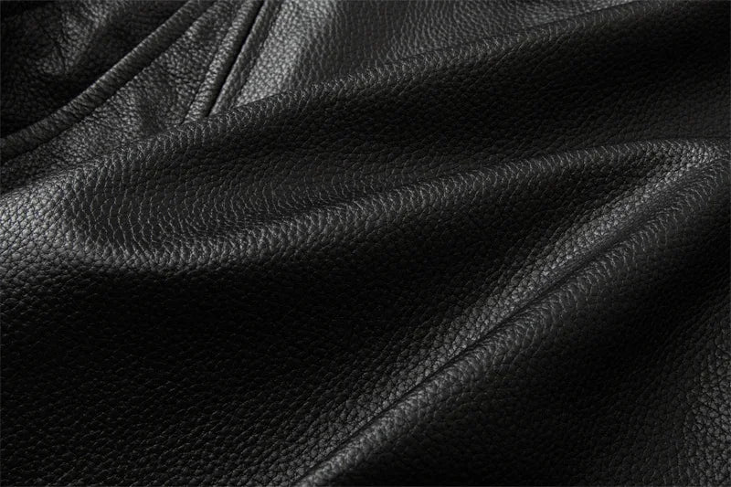 2023 New Motorcycle Causal Vintage Leather Coat Men Autumn Outfit Fashion Biker Pocket Design Top Layer Cow Leather Jacket