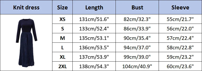 AP 2026 Women Autumn and Winter Crinkle Dress Knitting Patchwork Elegant Lady Maxi Dress