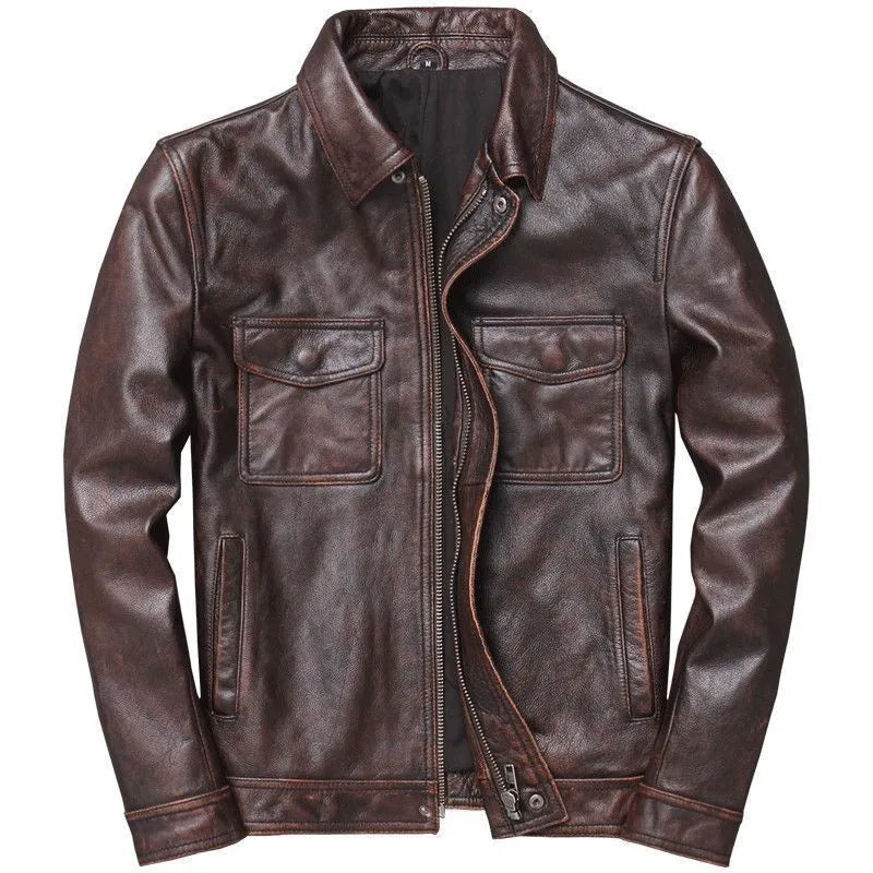 Men's Cycling Jacket Retro Casual Loose  Outdoor Cycling Hiking Camping Travel Home Workwear Men's Motorcycle Leather Jacket