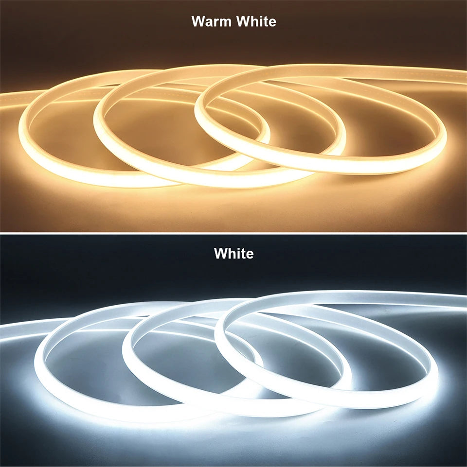 Super Bright 220V 110V COB LED Strip Light 288LEDs/m Flexible Kitchen Lamp RA90 Waterproof LED Tape With EU US Power Plug 1M-35M