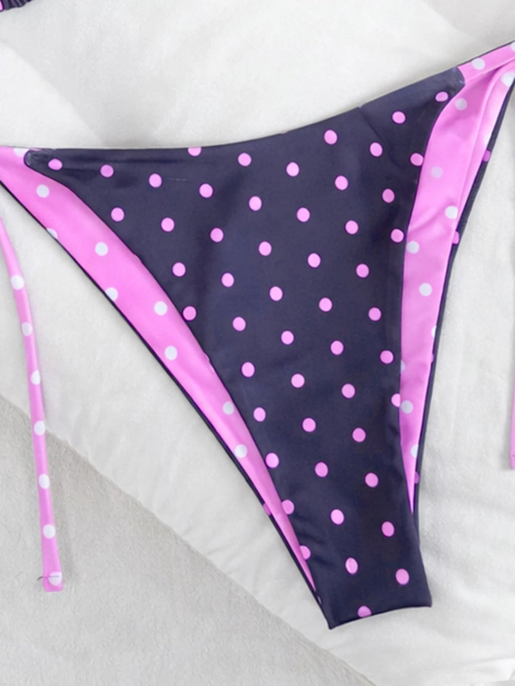 2026 Women's Retro Polka Dot Bikini Set Push up Tie Side Swimwear Sexy String Bikini Bottom for Beach Vacation Bathing Suits
