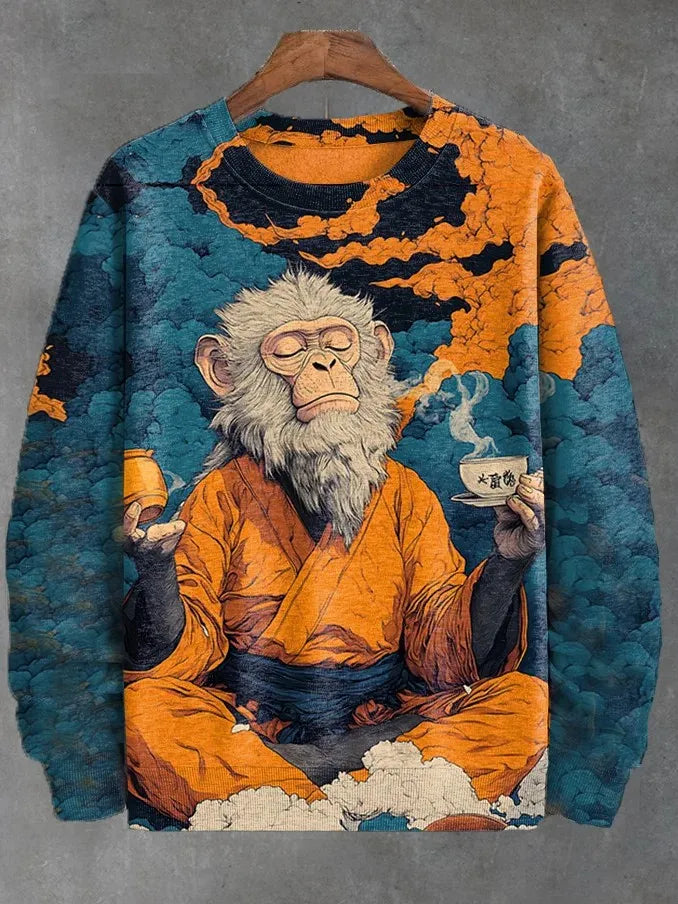 Men's Animal Cat Sweatshirt Long Sleeved Sweatshirt O-Neck Fashion Cool Daily 3D Printed Japanese Art Prints Casual Sweatshirt