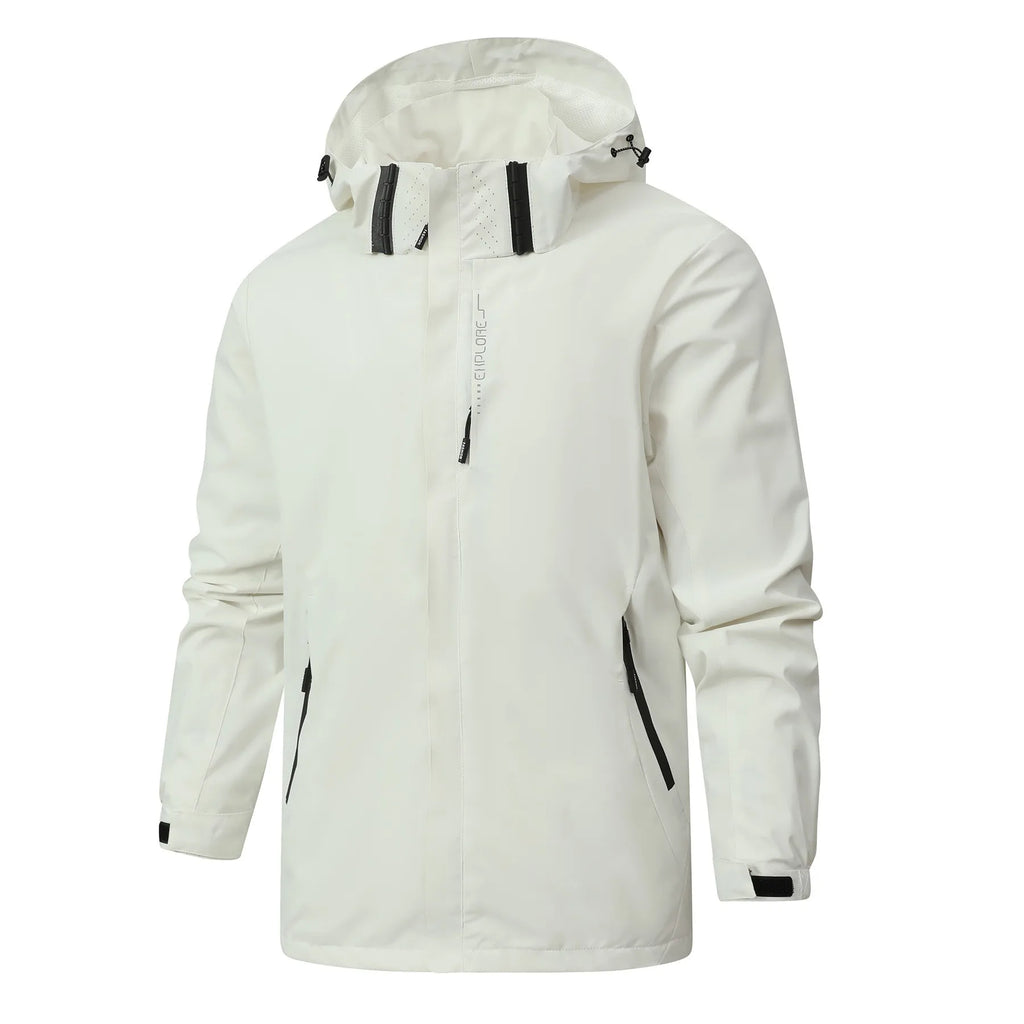 Men's Waterproof Raincoat Hooded Lightweight Cycling Jacket Windproof Hiking Outdoor Leisure Street Style Breathable Windbreaker