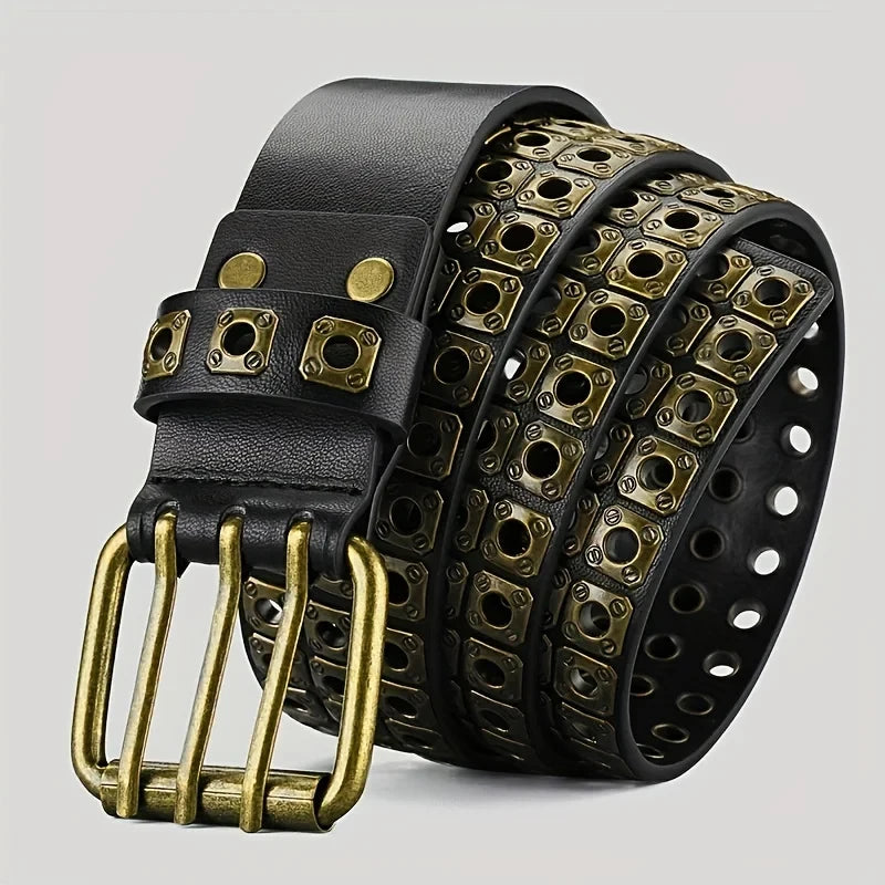 High Quality Hollow Rivet Designer Belt For Men And Women Gothic Accessories personality Punk Style Ideal choice for Gift  Jeans
