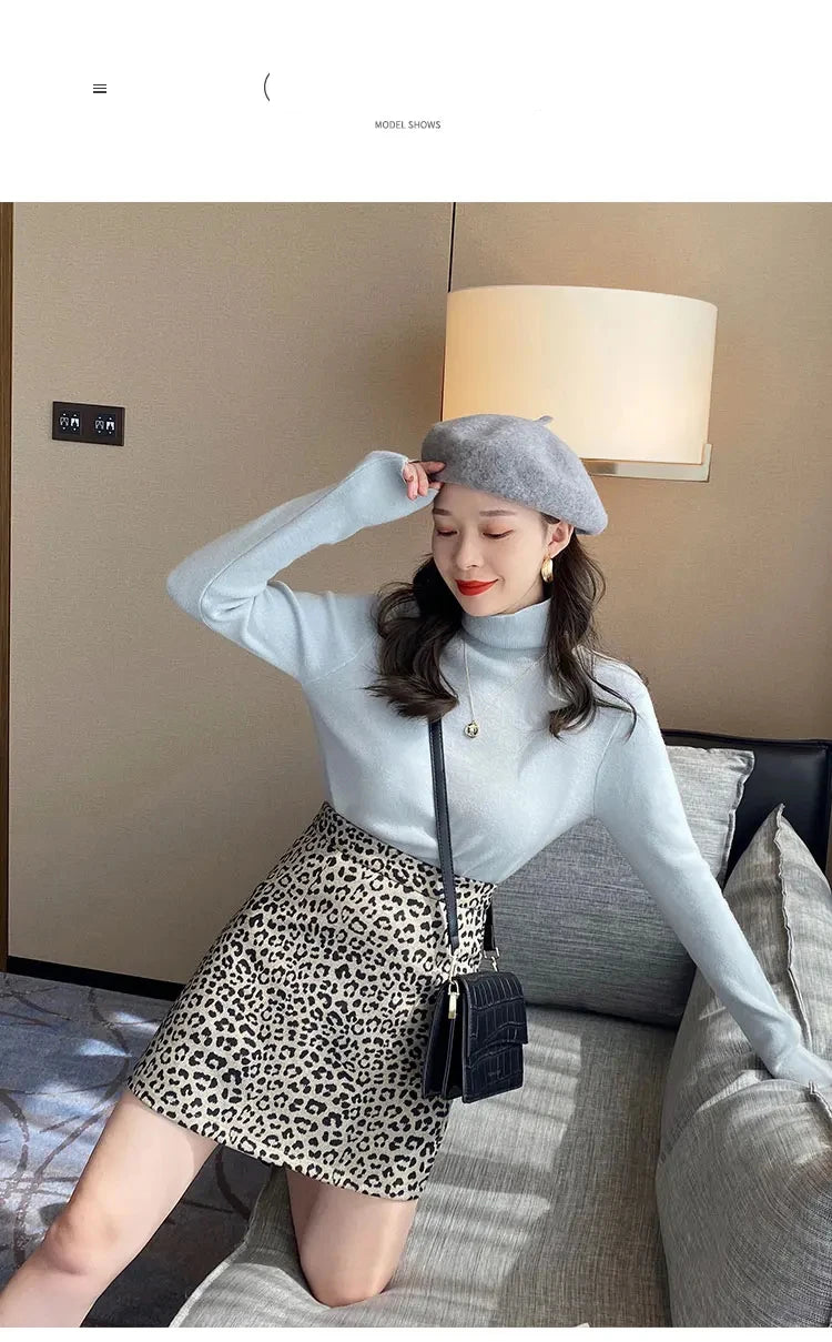 2026 Autumn Winter Basic Slim Soft Solid Color Turtleneck Sweater Women Pullover Casual Long Sleeve Chic Bottom Knitted Jumper