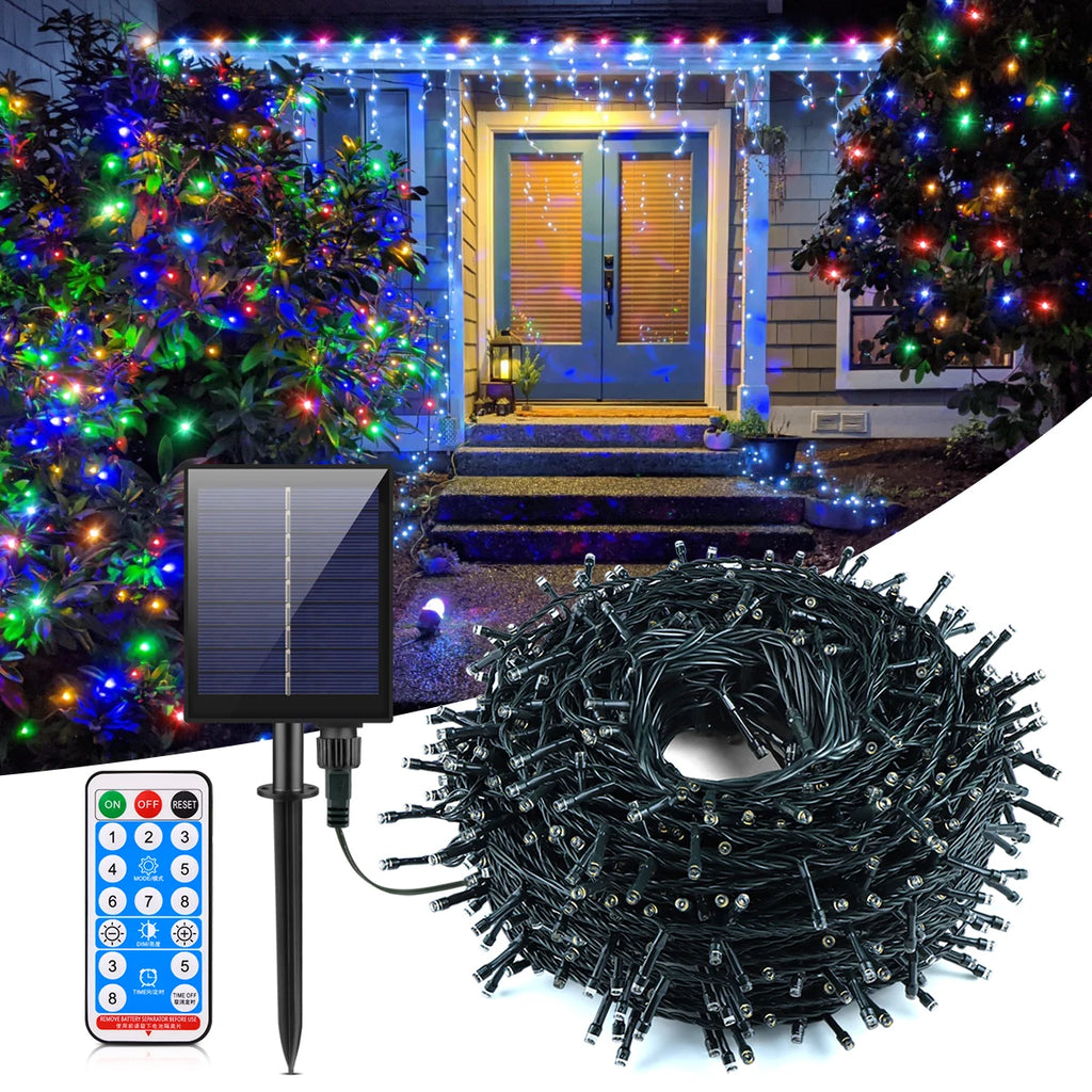 Built-in Large Capacity Battery Solar Outdoor Led String Lights Waterproof Durable Garden Lamp for Camping Wedding Birthday Part