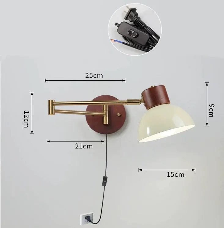 LED Bedroom Bedside Wall Lamp Swing Arm Wall Light Folding Telescopic Study Reading Lamp Study Decor Sconce Lighting