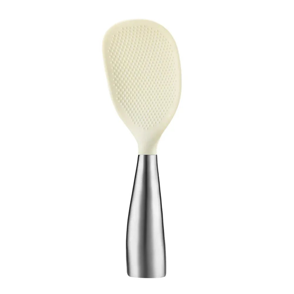 1Pcs Silicone Spoon Non-stick Cooking Spoon Anti-scalding Pot Rice High-temperature-resistant Spoon Durable Kitchen Gadgets
