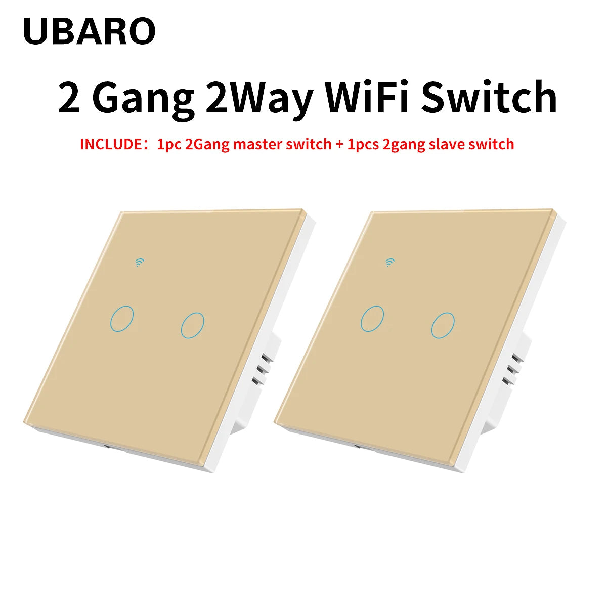 UBARO EU Standard 2 Way Wifi Smart Wall Switch Multi Control Voice Timer Sharing Function Works With Tuya App Home Improvemet