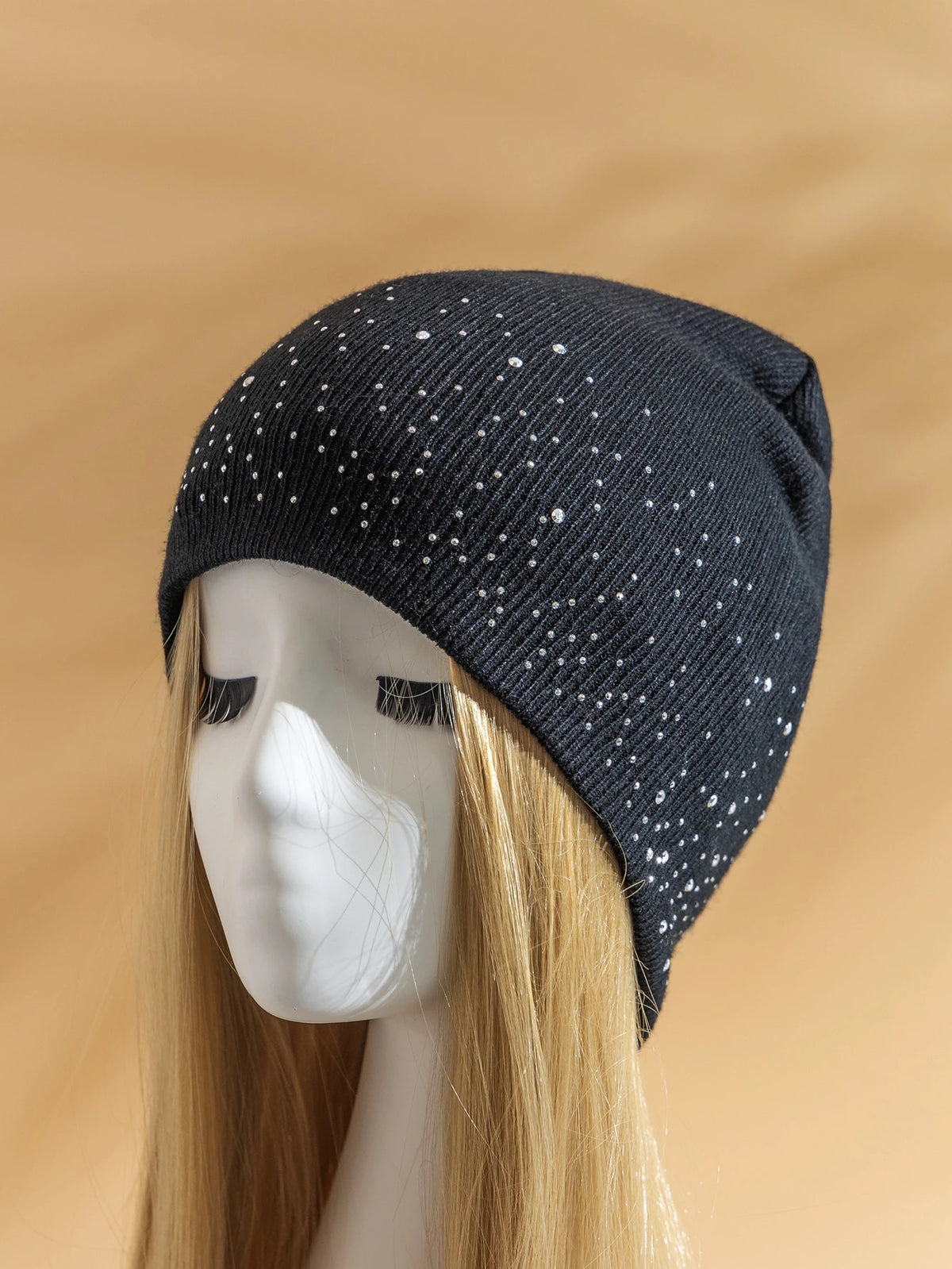 Hot Sale Women Casual Winter Fall Hat Stylish & Shiny Rhinestone Decor Women's Beanie Outdoor Streetwear Knitted Hat