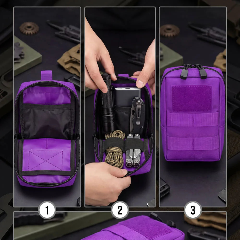 Tactical MOLLE Pouch EDC Utility First Aid Kit Bag Outdoor Waist Pack Water Resistant Nylon Gear Organizer for Hiking Camping