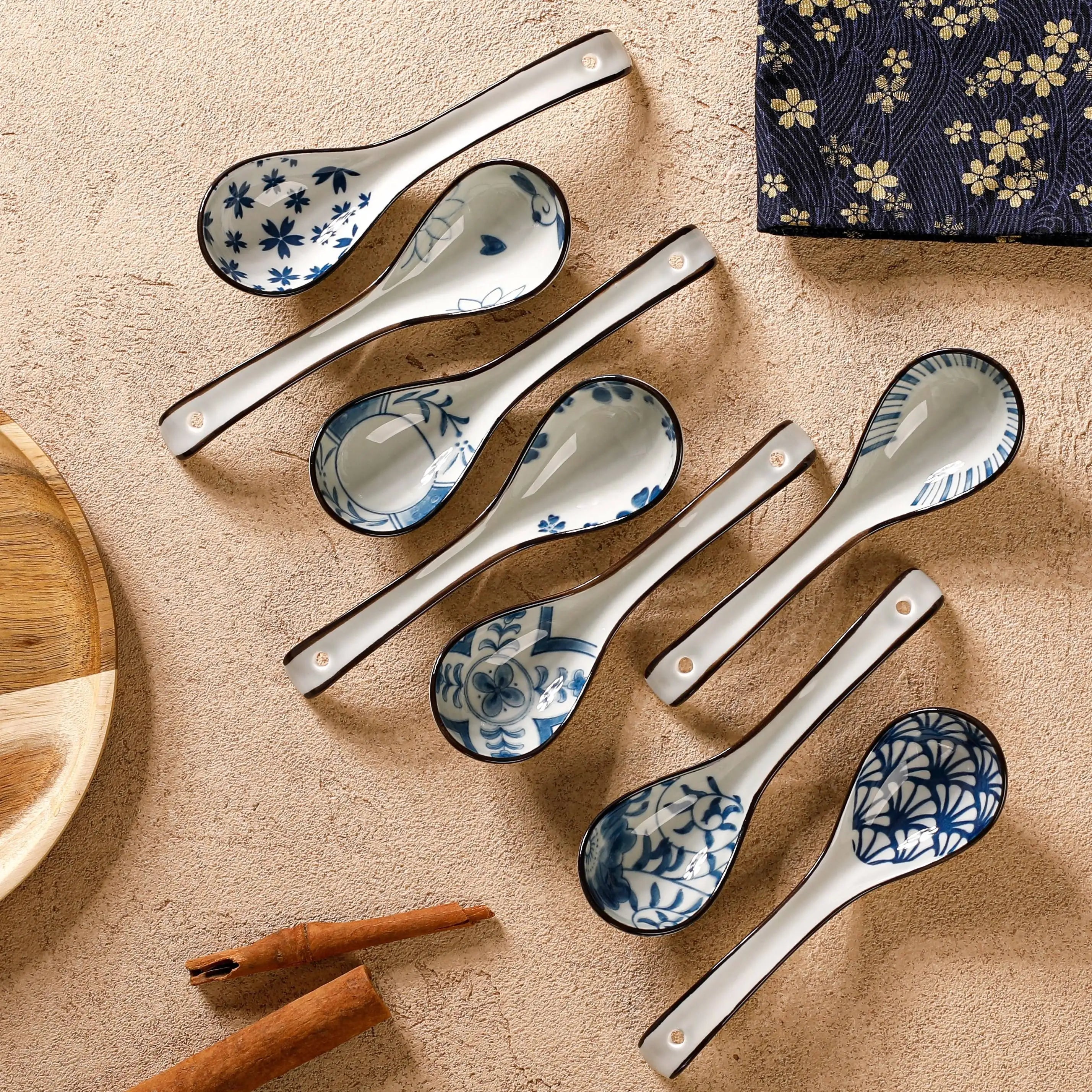 8pcs Ceramic Colored Glazed Soup Spoons for Household Use, Ceramic Spoons for Soup Drinking