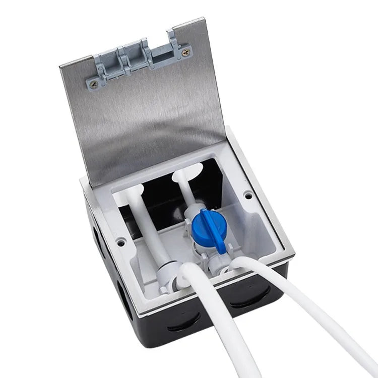 All-copper waterproof flat water purifier floor socket with switch button two-part water inlet and three-part drain socket