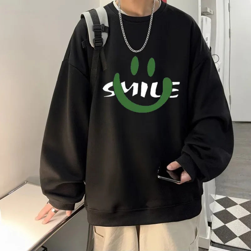 【M-8XL Sweatshirts】Men Oversized Sweatshirt Fashion Loose American Cartoon Dinosaur Dog Print Long Sleeve Couple Clothes