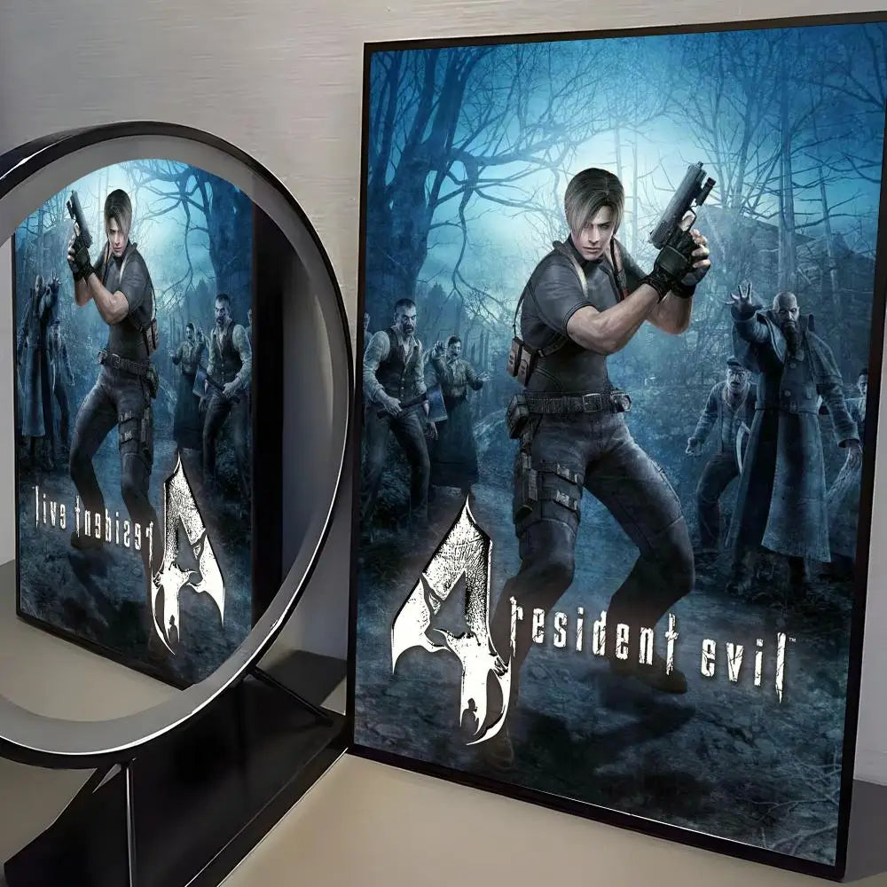 R-Resident Evil Game Poster Home Living Bed Room Bar Hallway Sticky Wall Art Printing Aesthetic Decor