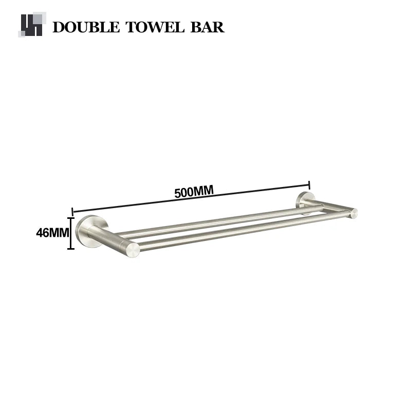 Brushed Nickel Wall Mount Stainless Steel Bathroom Hardware Set Towel Bar Towel Ring Paper Holder Robe Hook Bathroom Accessories