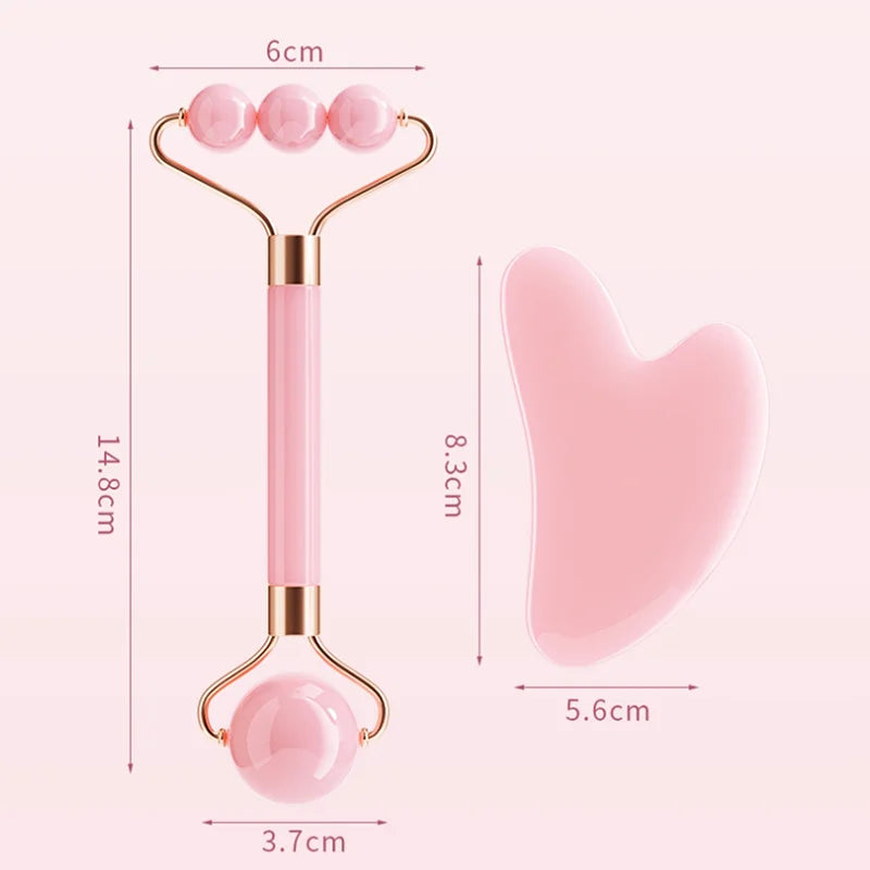 Double Head Facial Massage Roller Eyes Face Lifting Tighten Resin Guasha Board Roller Face Spa Massager Beauty Skincare Tools