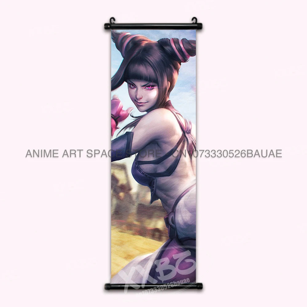 Street Fighter Hanging Painting Fighting Game Wall Artwork Gouken Scrolls Picture Sakura Kasugano Print Canvas Poster Home Decor