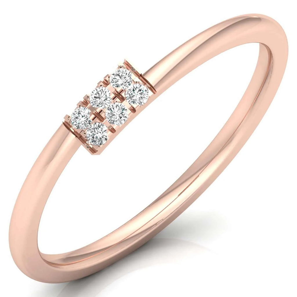 Minimalist 10K 14K 18K 22K Solid Gold Ring IGI CVD Lab Created Diamond 6 Stone Cluster Gold Jewelry Women Stackable Ring Band