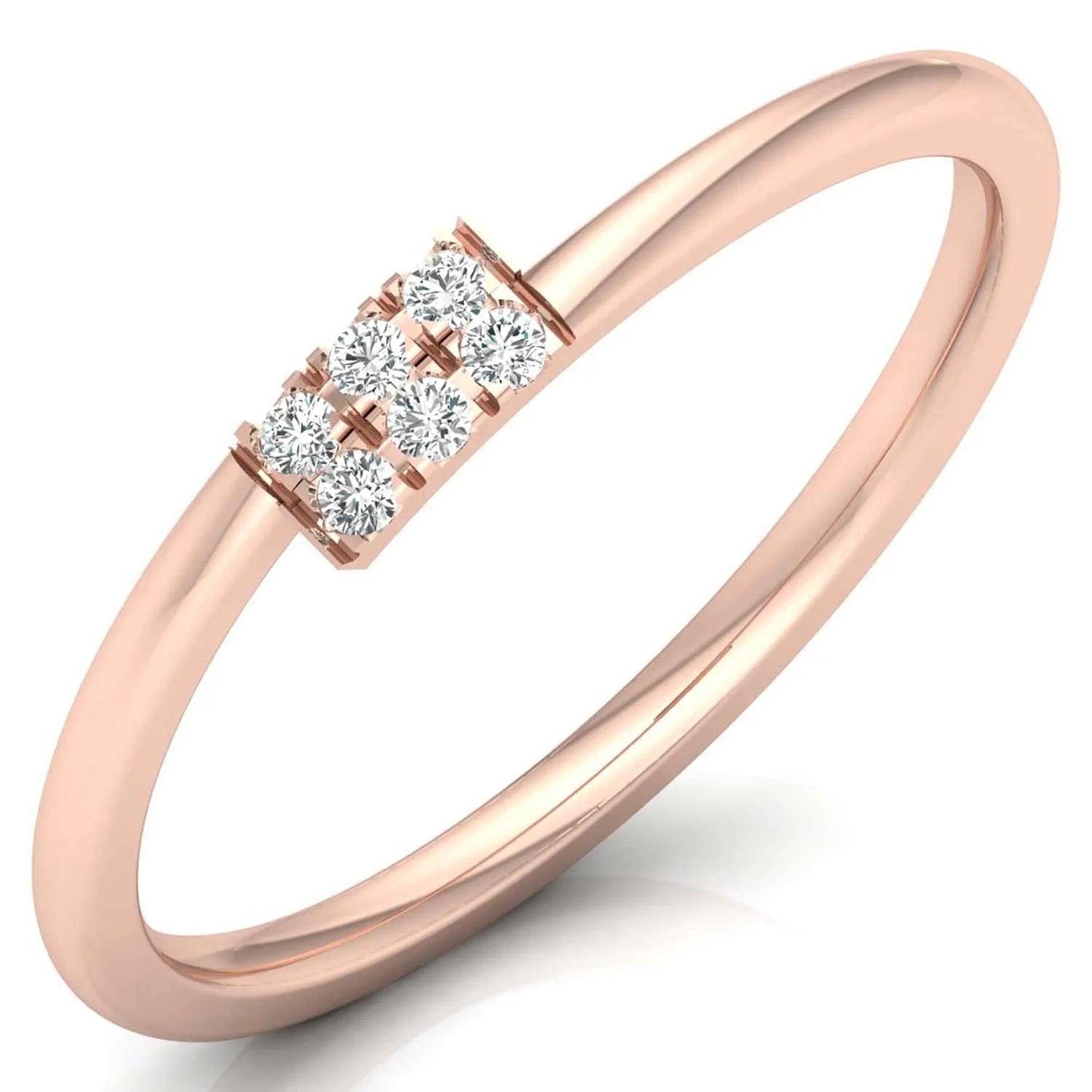 Minimalist 10K 14K 18K 22K Solid Gold Ring IGI CVD Lab Created Diamond 6 Stone Cluster Gold Jewelry Women Stackable Ring Band
