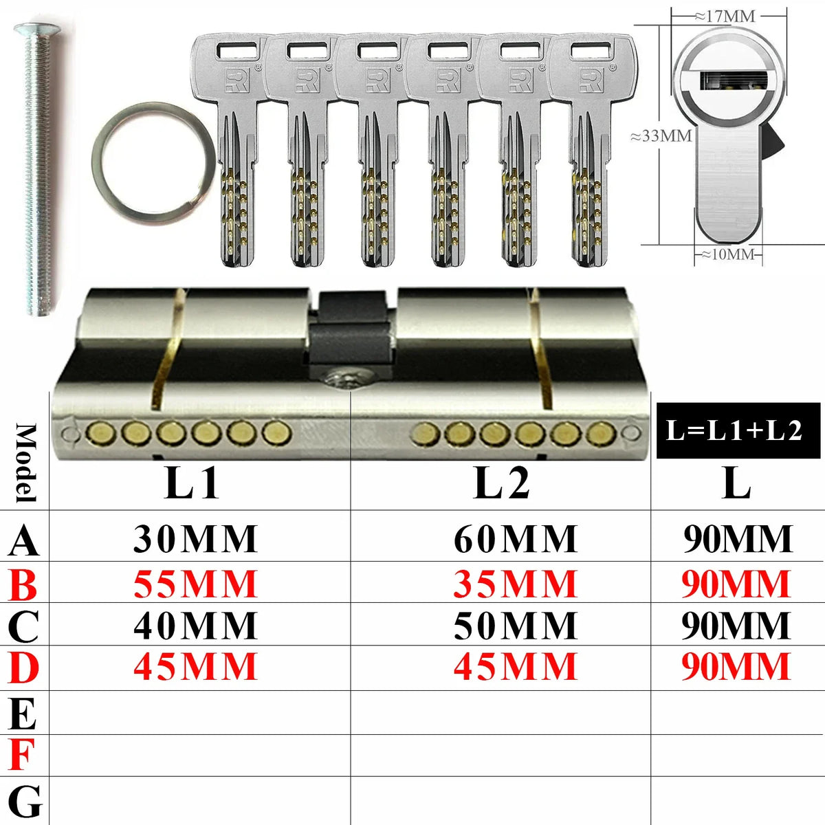 Customize the same key to open all cylinder doors European standard high quality Door lock 11-pin anti-theft lock cylinder