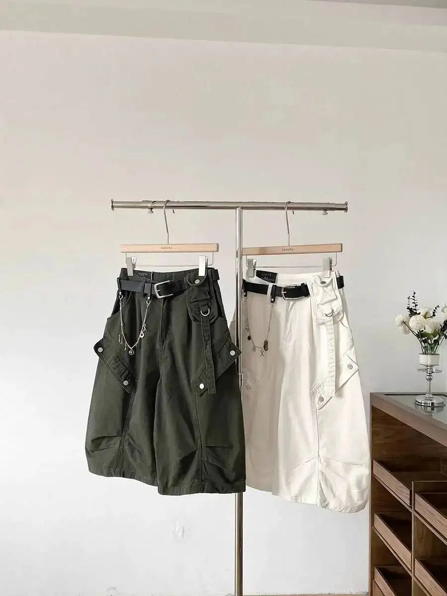 Women Denim Shorts 2026 New Summer Women's High Waist Slim Denim Cargo Pants Wide Leg Capri Pants Versatile Trousers