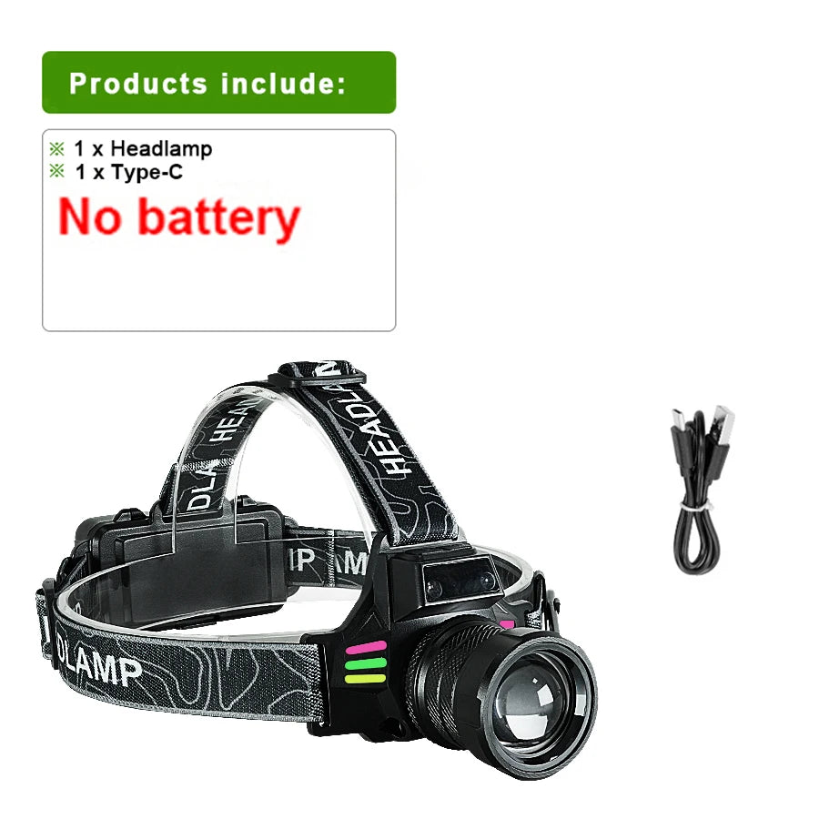 5000000LM Powerful Headlamp 800W Led Sensor Head Flashlight Long Range High Power Headlight With Yellow Light Fishing Head Torch