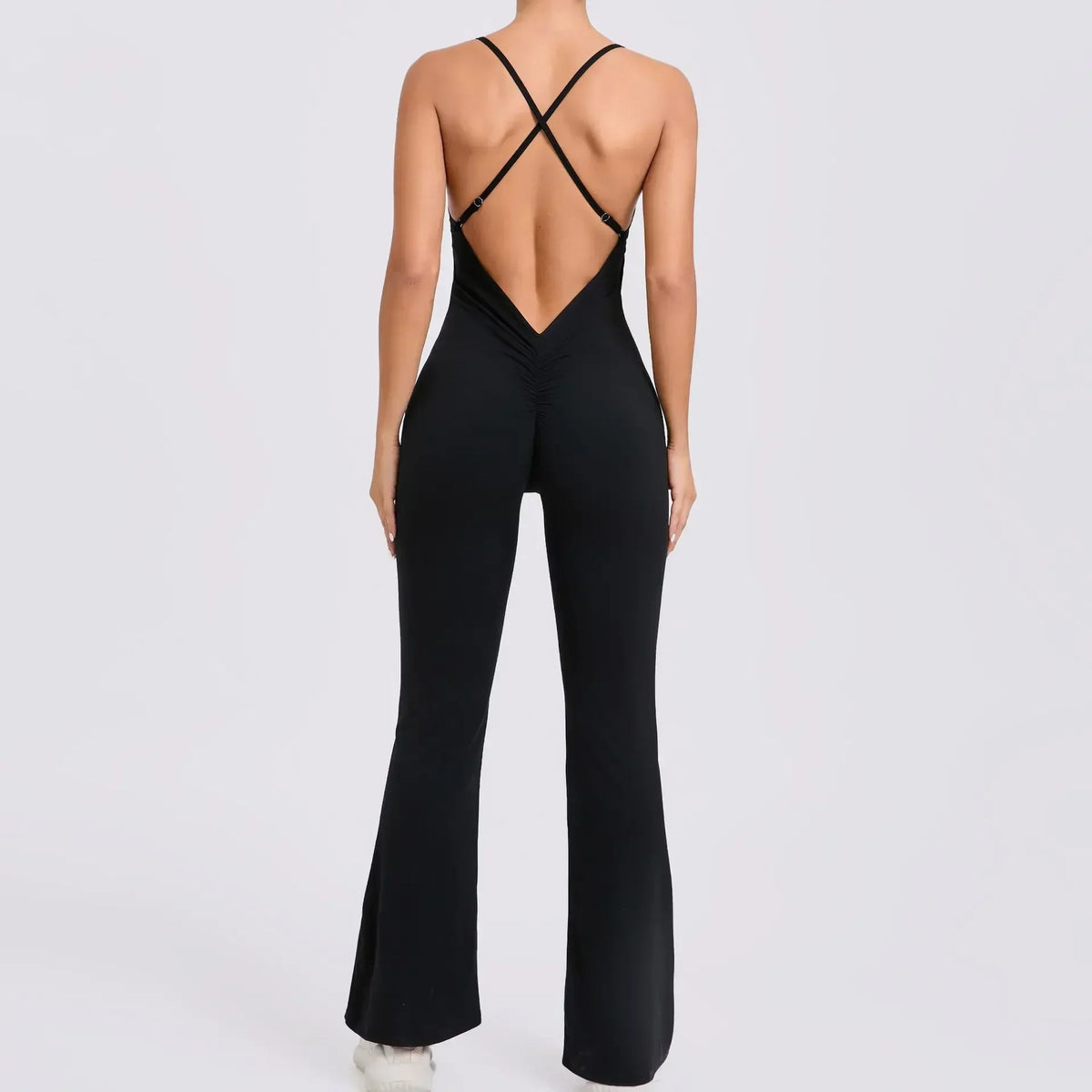 Sports Overalls for Women Sportswear Flared Jumpsuit Woman Padding Jumpsuits Gym Combinaison Femme Coffee Gray Navy Blue Red