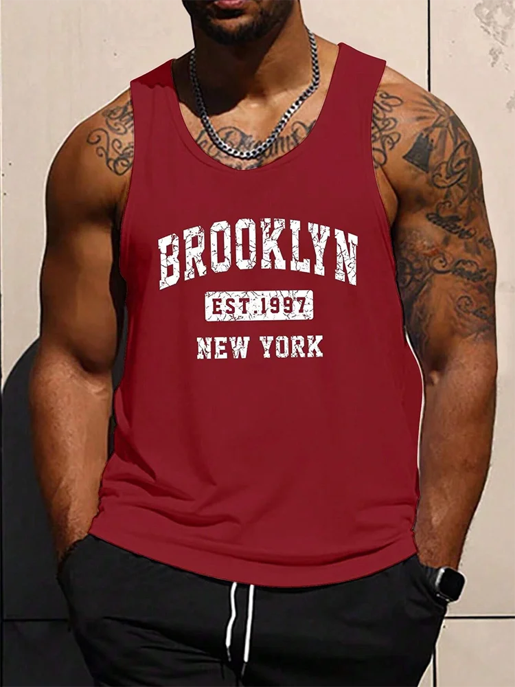 Summer Exercise Fitness Men's Tank Top Daily Street Men's Fashion Tank Top Outdoor Sports Loose Comfortable Men's Sleeveless Tee