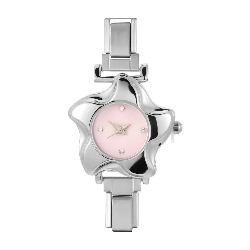 Irregular alloy case Arabic numeral classic dial Stars-shaped diamond-encrusted fashion Stainless Steel Bracelet ladies watch