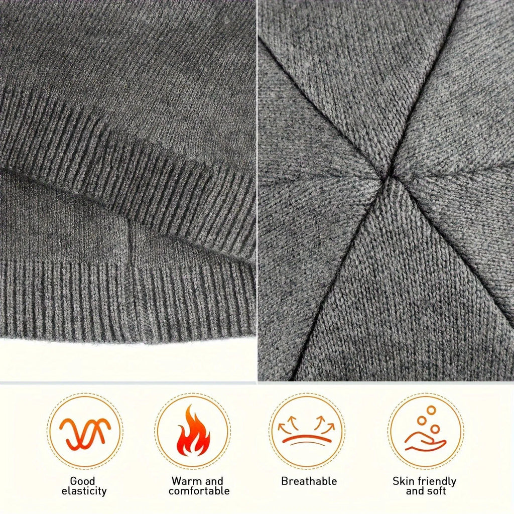 Winter Knitted Beanie Hat Unisex Soft Warm Windproof Running Cap Breathable Hiking Cycling Outdoor Sports Pullover Earmuffs Hat